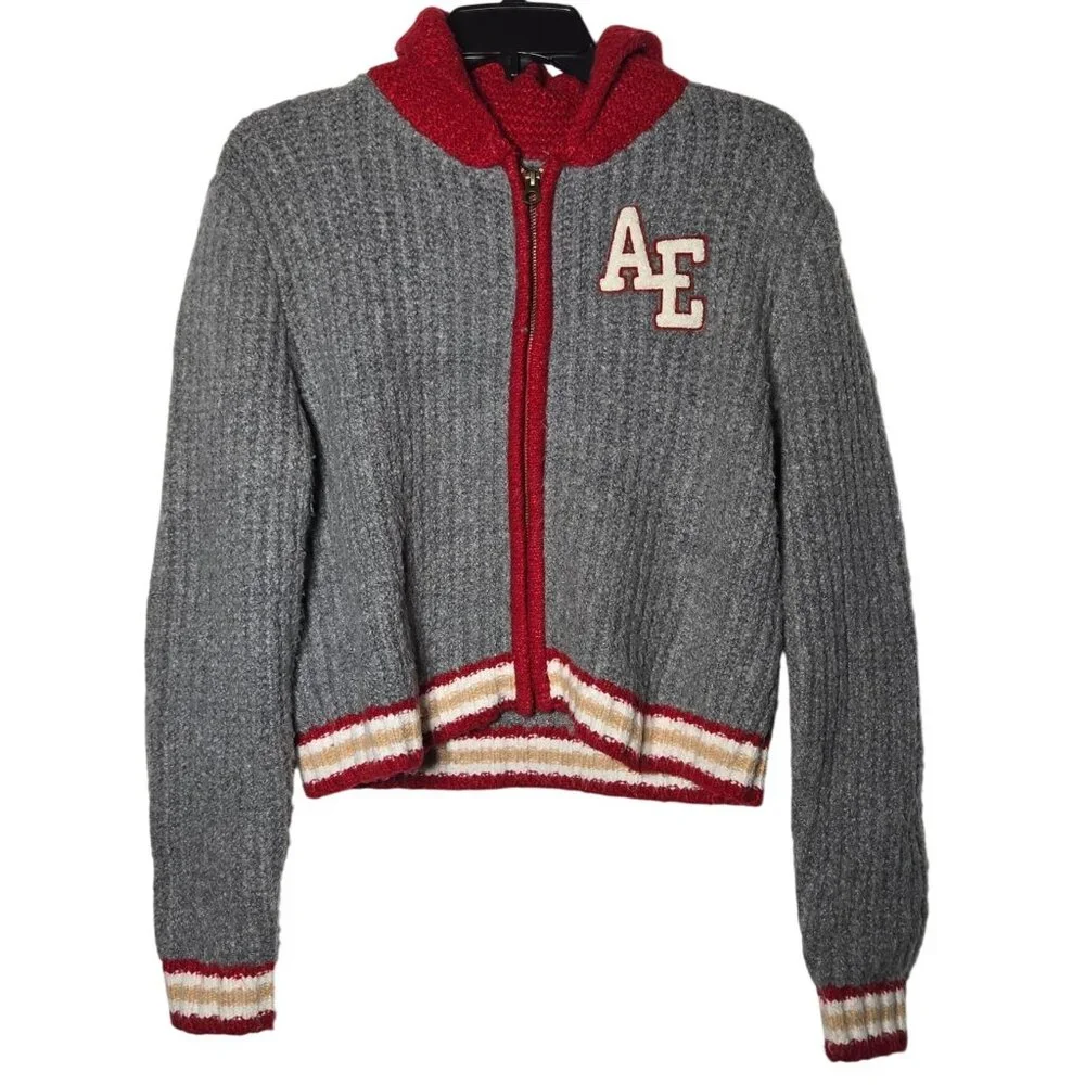American Eagle Womens Full Zip Varsity Sweater Jacket Size XS Academia Preppy - Picture 2 of 12
